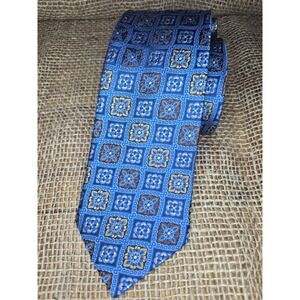 BRUNO PIATTELLI ROMA Men's Silk Blue Geometric Pattern Luxury Necktie